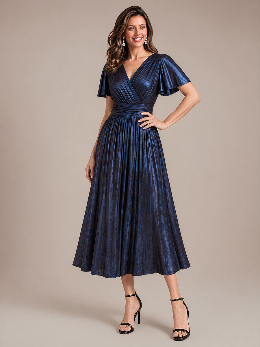 Color=Navy Blue | Sleeveless Sequin V-Neck Maxi Bodycon Evening Dress-Navy Blue 4