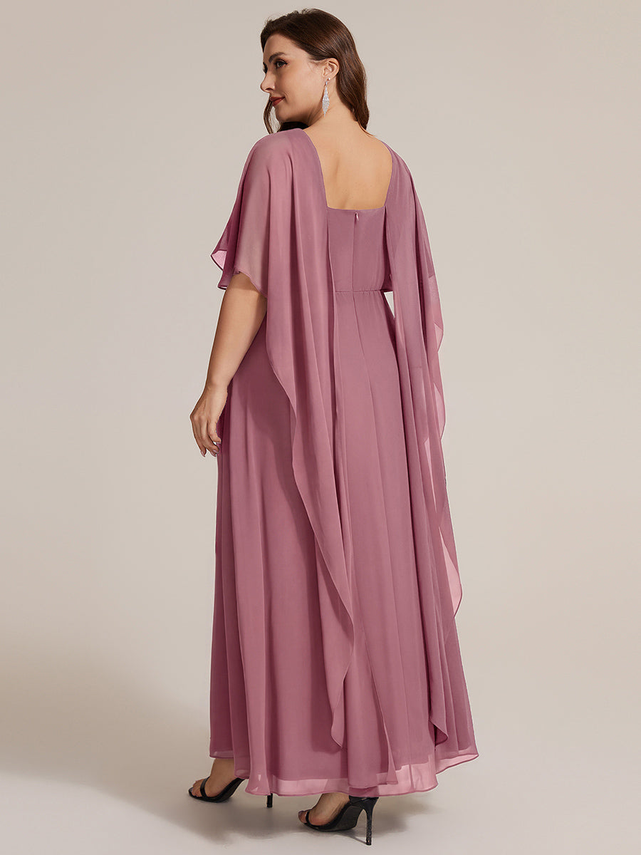 Color=Purple Orchid | Chiffon Cape Sleeve A-Line Mother of the Bride Dress | Mother of the Bride Dresses-Purple Orchid 17