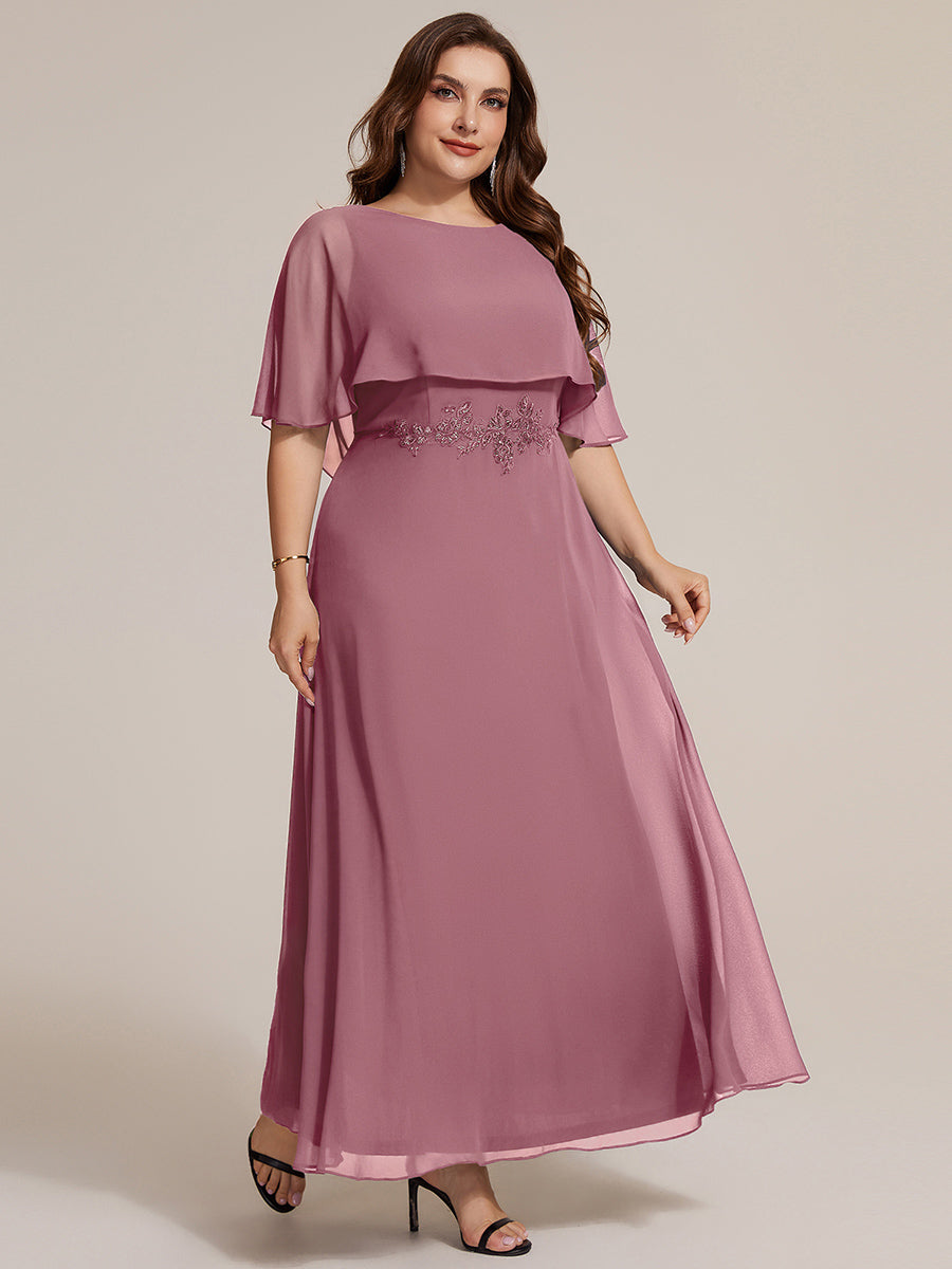 Color=Purple Orchid | Chiffon Cape Sleeve A-Line Mother of the Bride Dress | Mother of the Bride Dresses-Purple Orchid 19