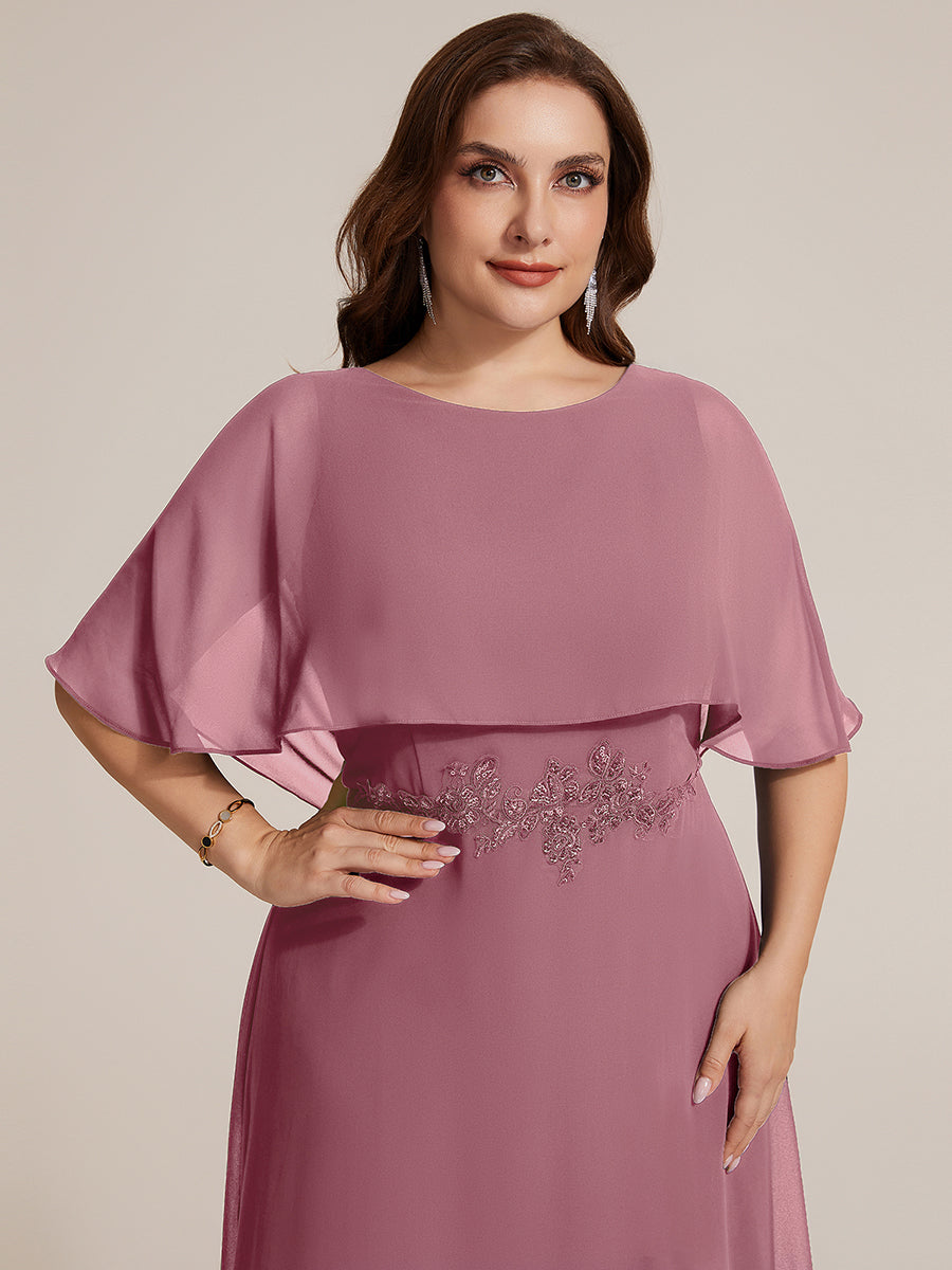 Color=Purple Orchid | Chiffon Cape Sleeve A-Line Mother of the Bride Dress | Mother of the Bride Dresses-Purple Orchid 18