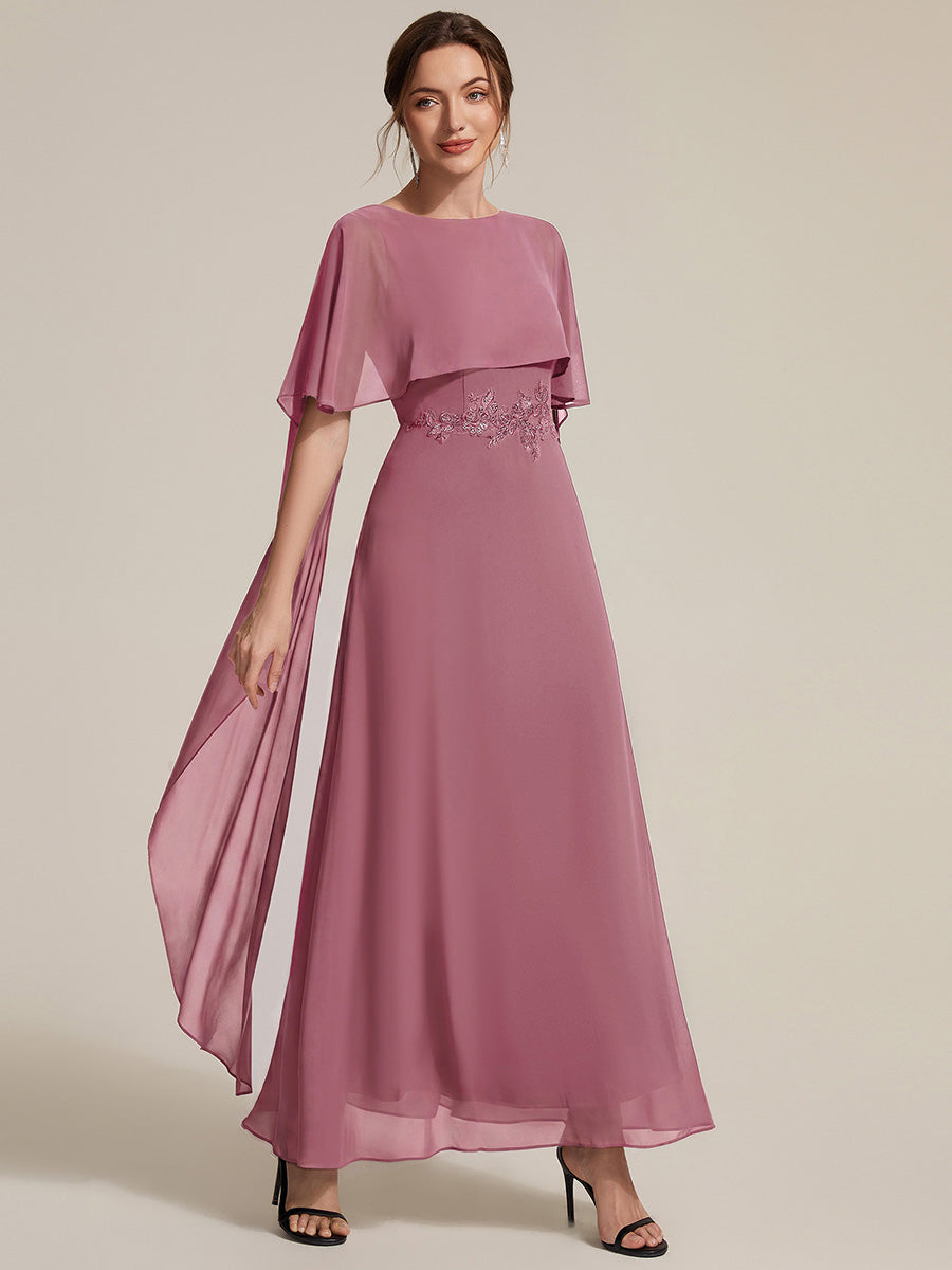 Color=Purple Orchid | Chiffon Cape Sleeve A-Line Mother of the Bride Dress | Mother of the Bride Dresses-Purple Orchid 14