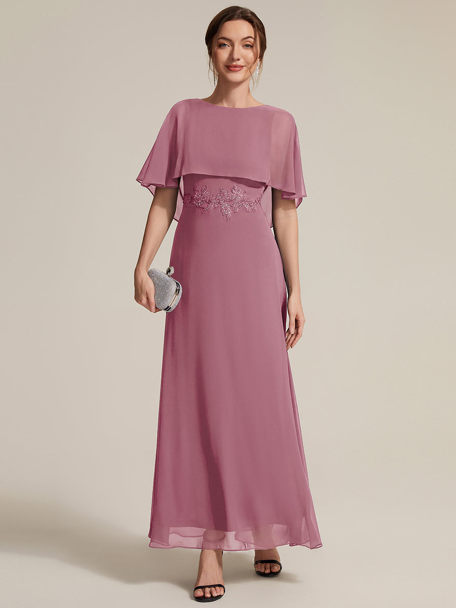 Color=Purple Orchid | Chiffon Cape Sleeve A-Line Mother of the Bride Dress | Mother of the Bride Dresses-Purple Orchid 15