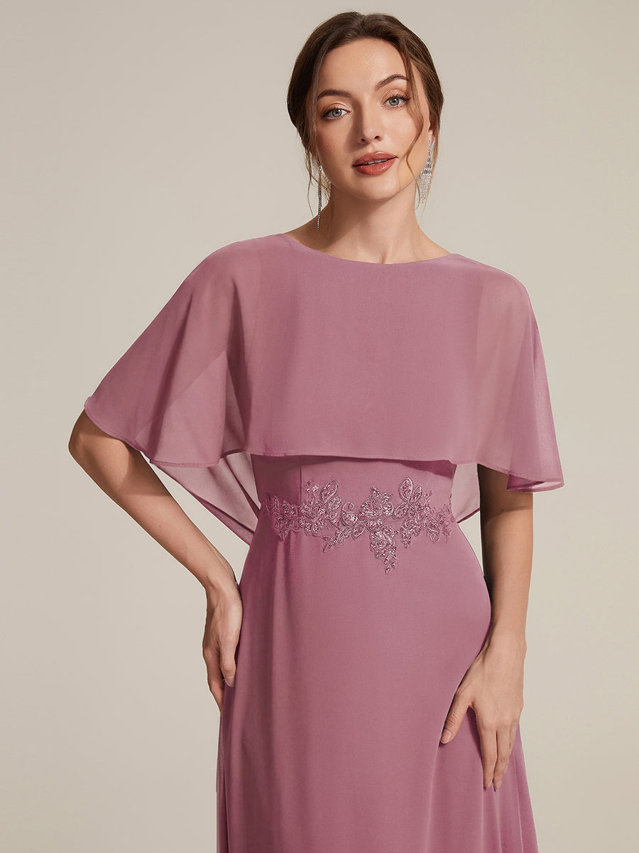 Color=Purple Orchid | Chiffon Cape Sleeve A-Line Mother of the Bride Dress | Mother of the Bride Dresses-Purple Orchid 13