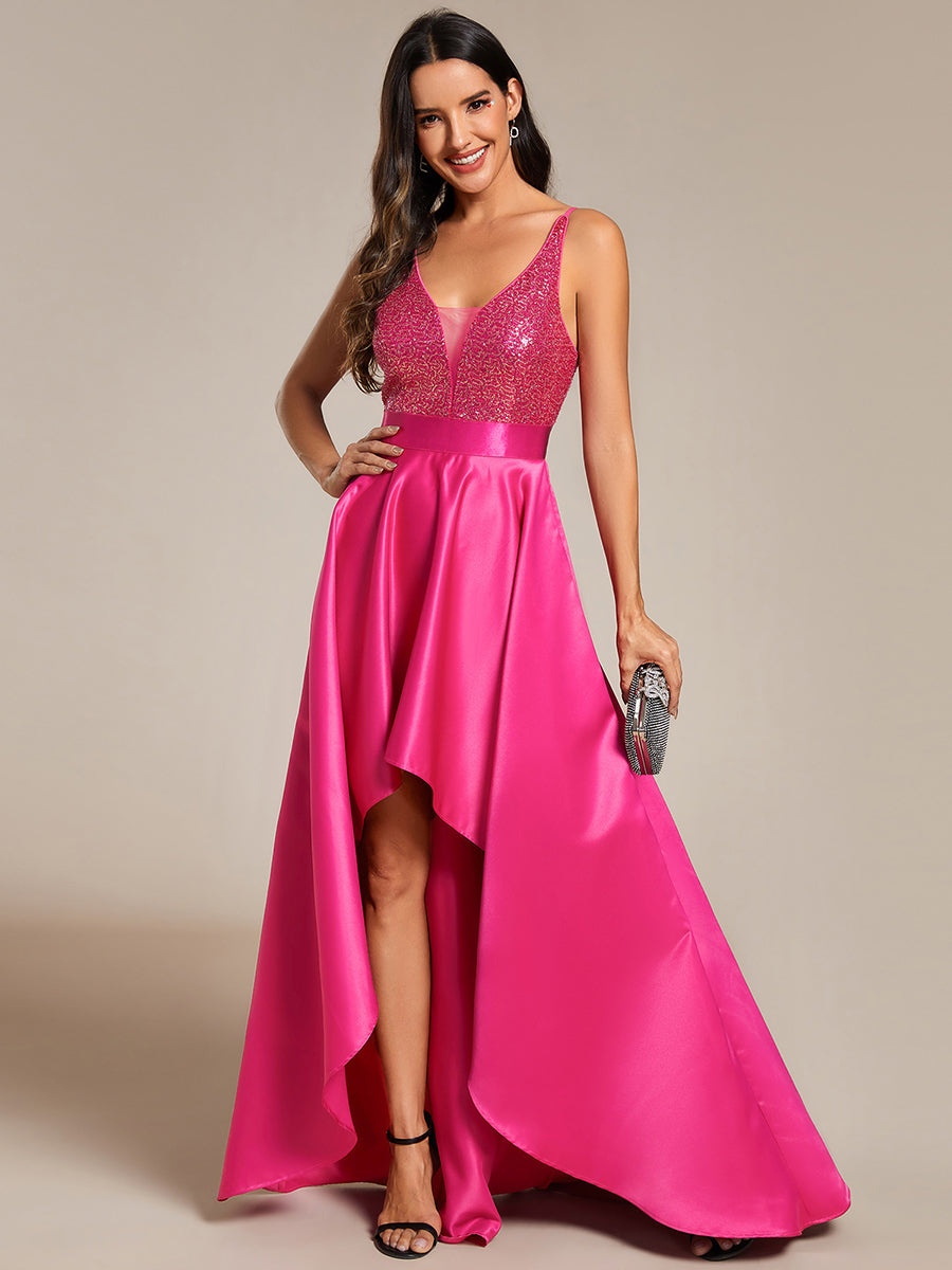 Color=Hot Pink | Sexy Backless Sparkly Prom Dresses For Women With Irregular Hem-Hot Pink 2