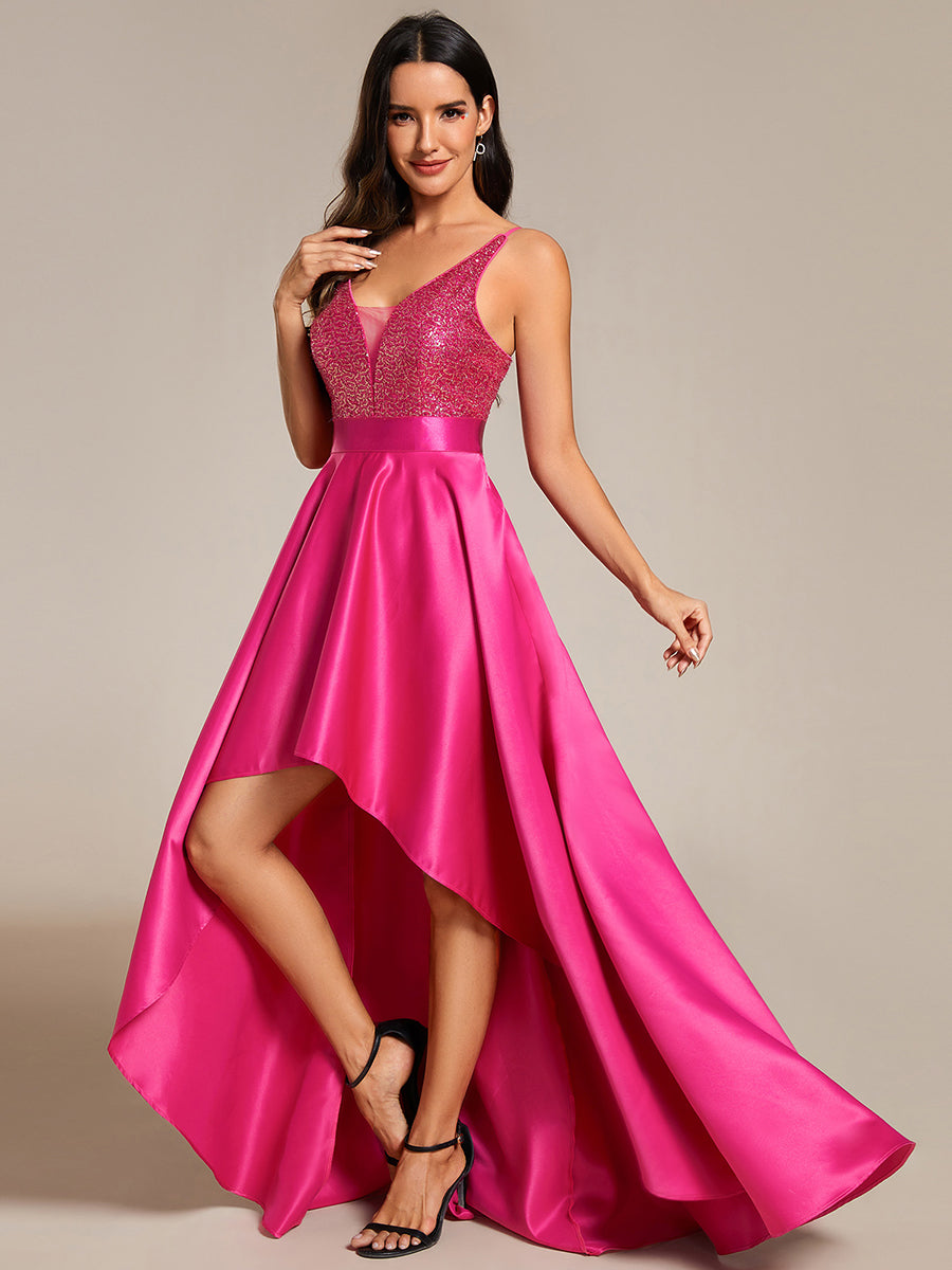 Color=Hot Pink | Sexy Backless Sparkly Prom Dresses For Women With Irregular Hem-Hot Pink 1