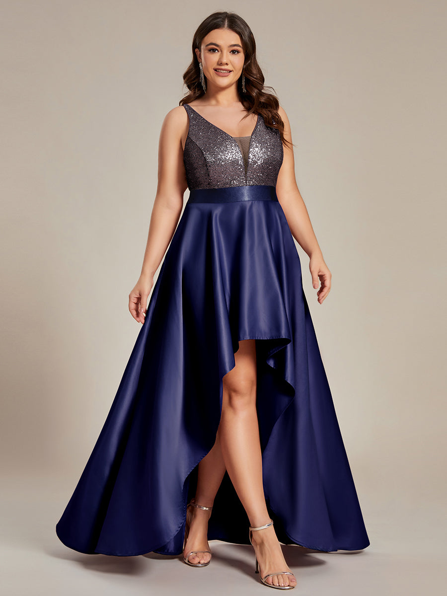 Plus Size Dresses for Women with Irregular Hem Sparkly High Low