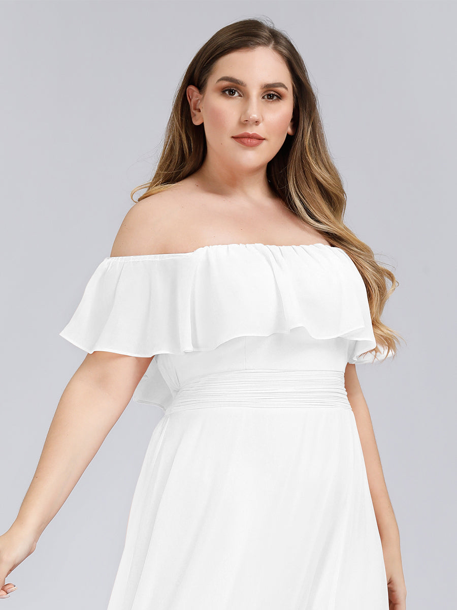 Plain Off Shoulder Wholesale Chiffon Wedding Dress with Side Split
