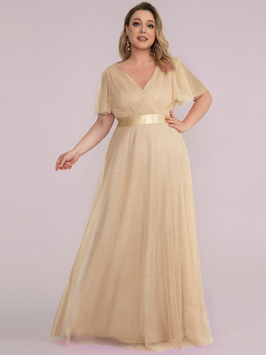 Color=Charcoal | Women's V-Neck A-Line Floor-Length Wholesale Bridesmaid Dresses-Charcoal 65