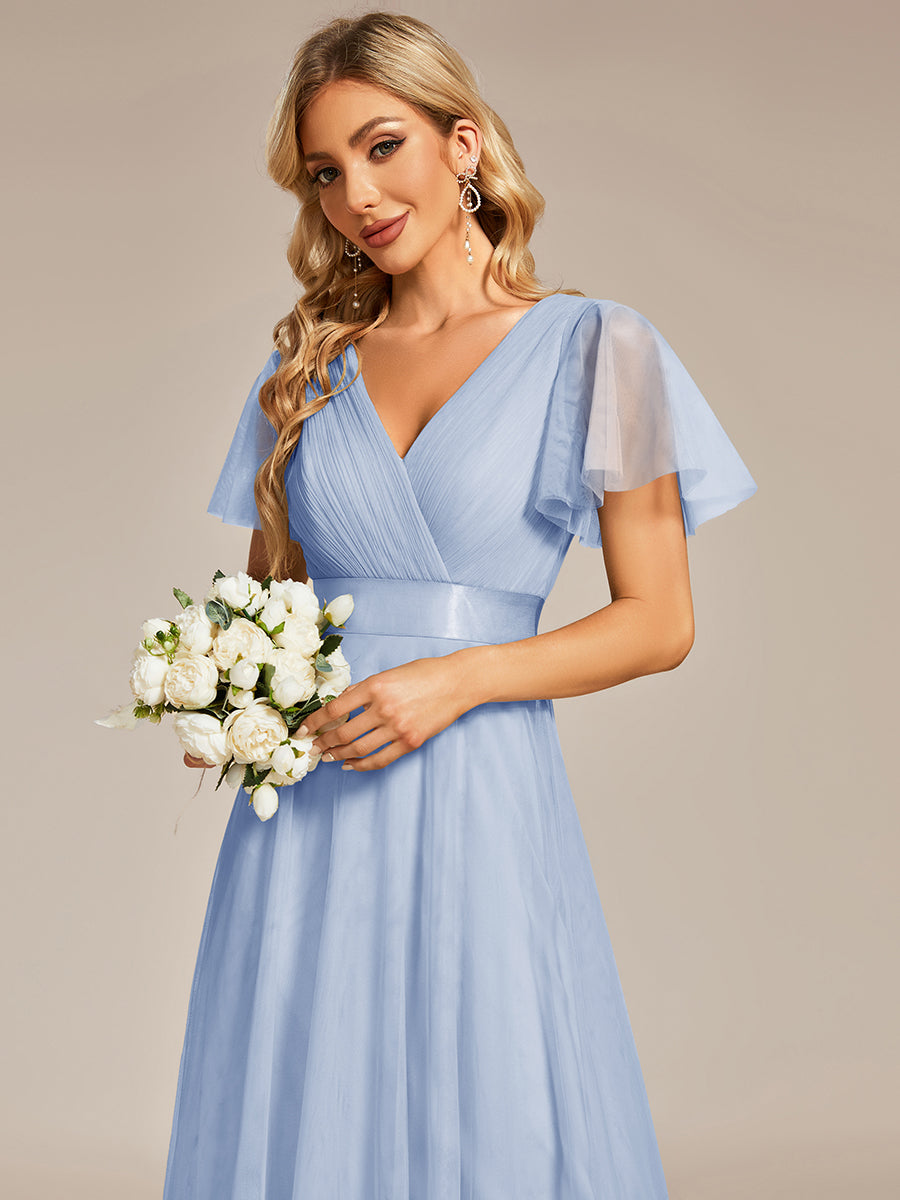 Color=Ice Blue | Women's V-Neck A-Line Floor-Length Wholesale Bridesmaid Dresses-Ice Blue 31