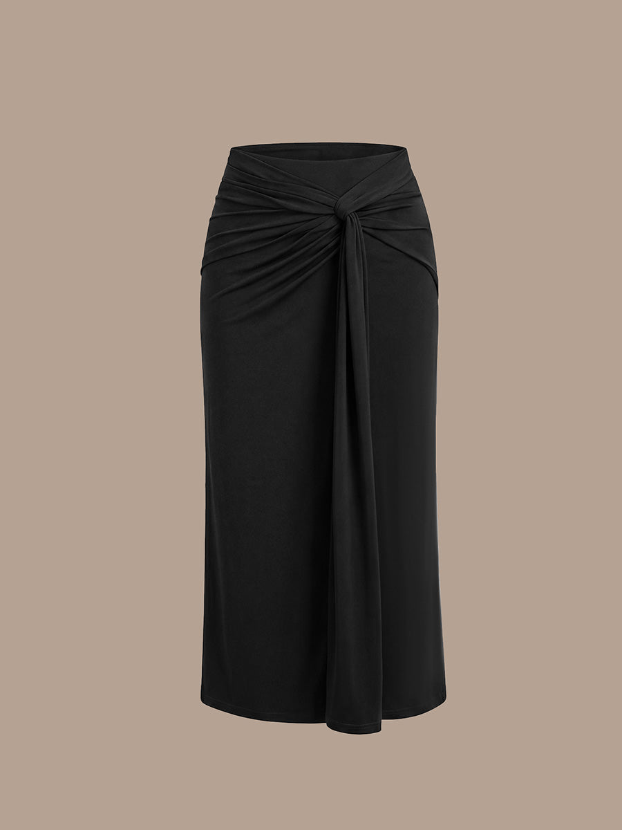 Color=Black | Factory Design High Stretch Bodycon Midi Dress with No Zipper and Sleeveless Design Skirts-Black 1