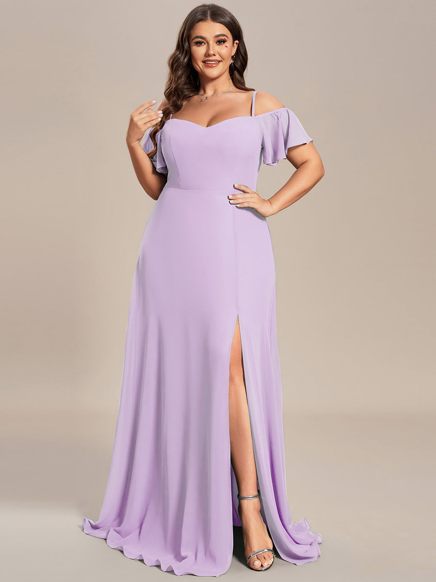 Color=Frosted Lilac | Fast Delivery Short Sleeve Off Shoulder Ruffle A-Line Floor Length Bridesmaid Dresses-Frosted Lilac 1