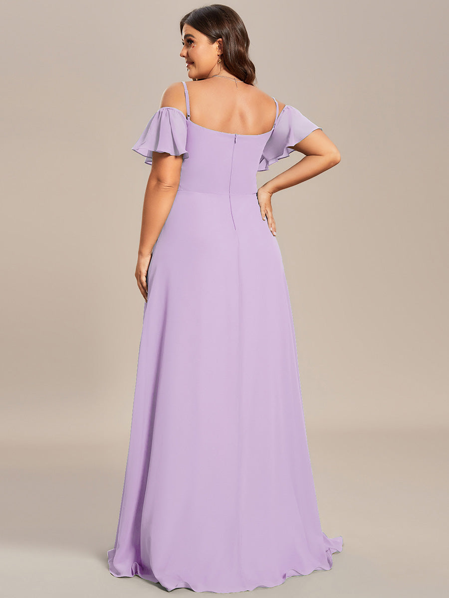 Color=Frosted Lilac | Fast Delivery Short Sleeve Off Shoulder Ruffle A-Line Floor Length Bridesmaid Dresses-Frosted Lilac 2
