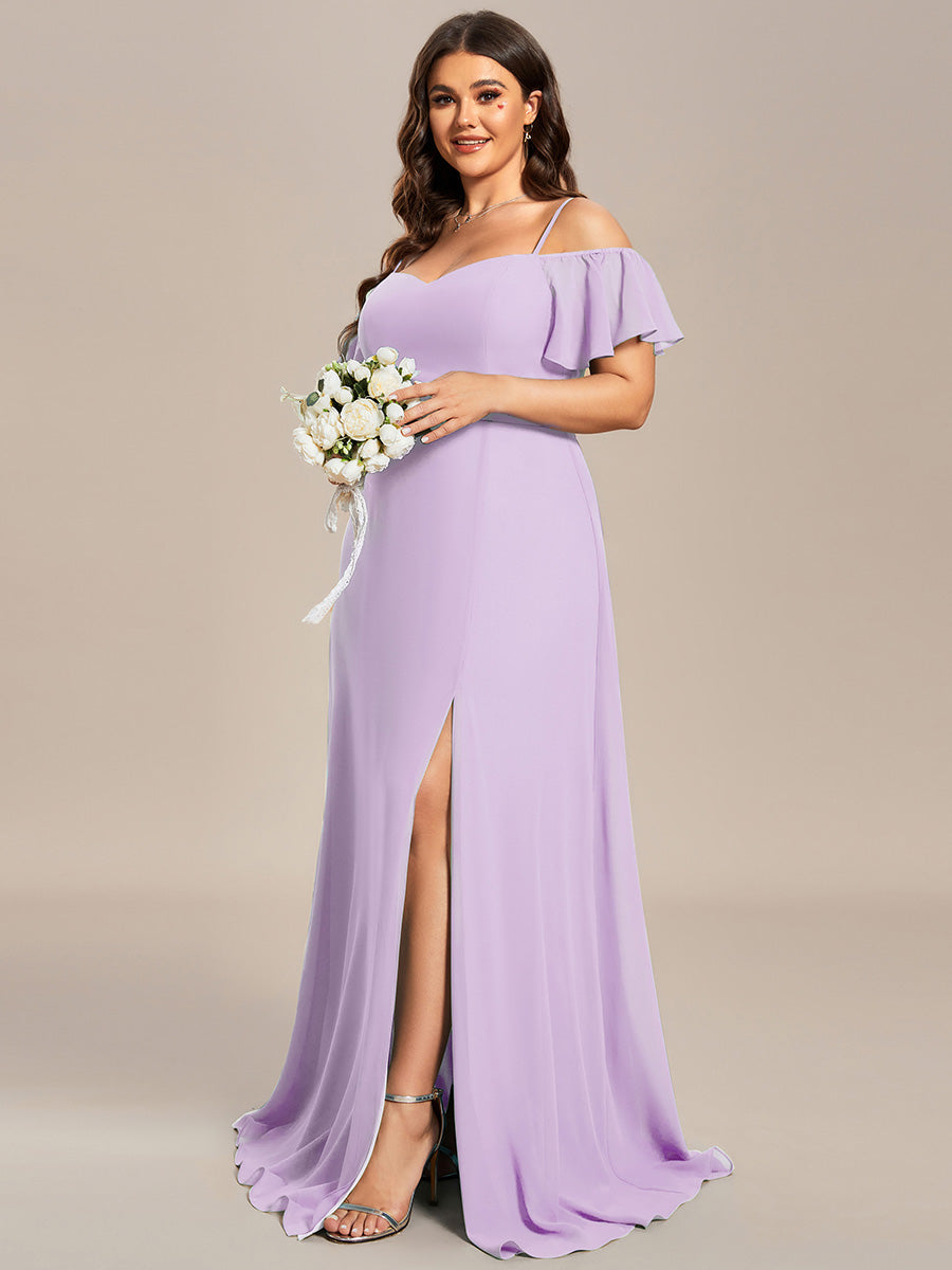 Color=Frosted Lilac | Fast Delivery Short Sleeve Off Shoulder Ruffle A-Line Floor Length Bridesmaid Dresses-Frosted Lilac 4