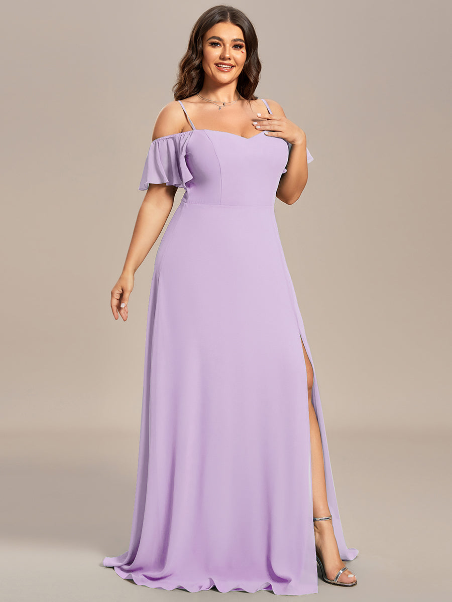 Color=Frosted Lilac | Fast Delivery Short Sleeve Off Shoulder Ruffle A-Line Floor Length Bridesmaid Dresses-Frosted Lilac 5