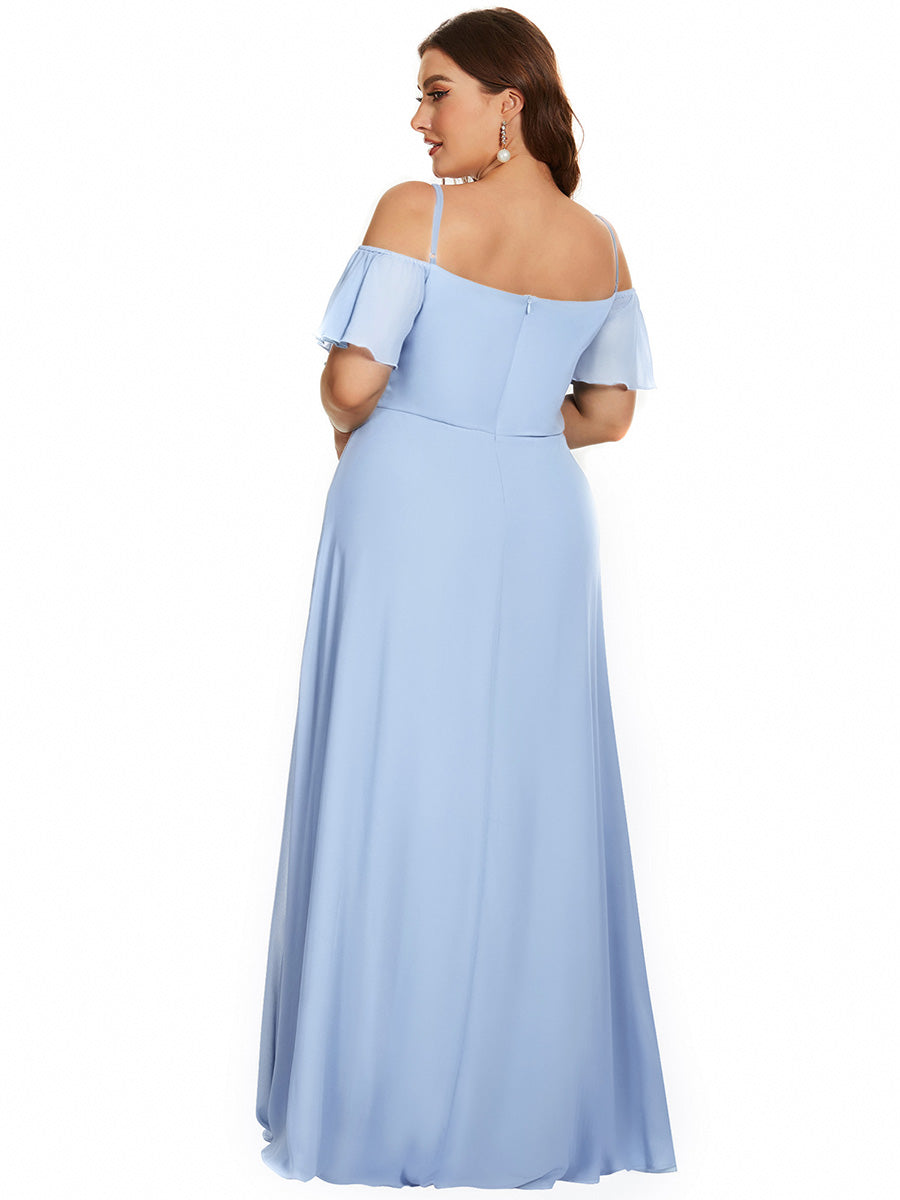 Color=Ice Blue | Fast Delivery Short Sleeve Off Shoulder Ruffle A-Line Floor Length Bridesmaid Dresses-Ice Blue 12