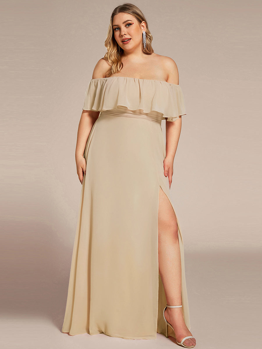 Women's Plus Size Ruffle Thigh Split Wholesale Bridesmaid Dresses