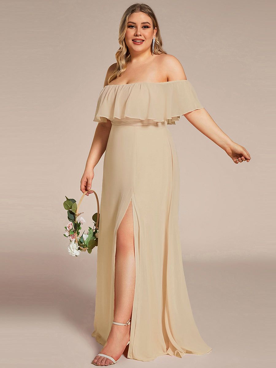 Women's Plus Size Ruffle Thigh Split Wholesale Bridesmaid Dresses