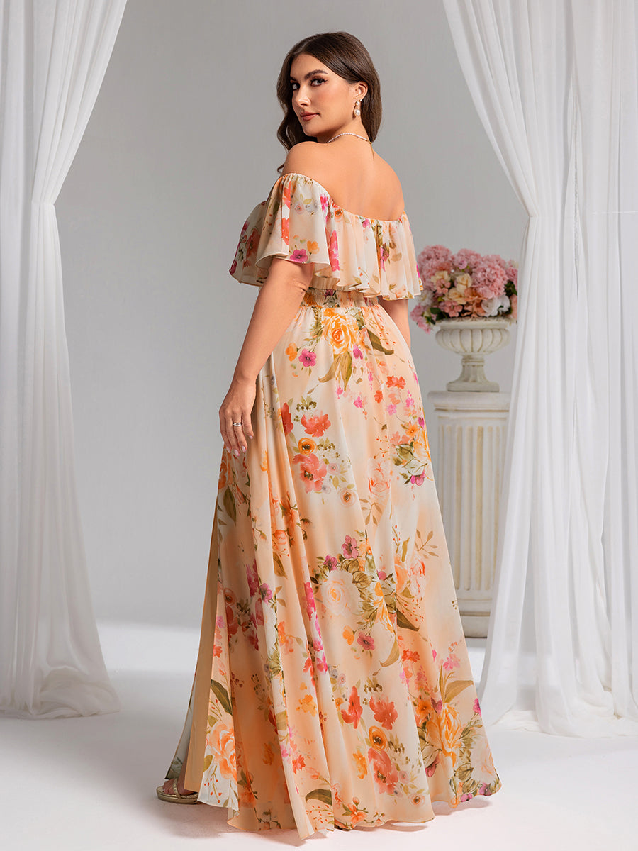 Color=Peach Fuzz | womens-a-line-off-shoulder-ruffle-thigh-split-bridesmaid-dresses-es00969-2-Peach Fuzz 98