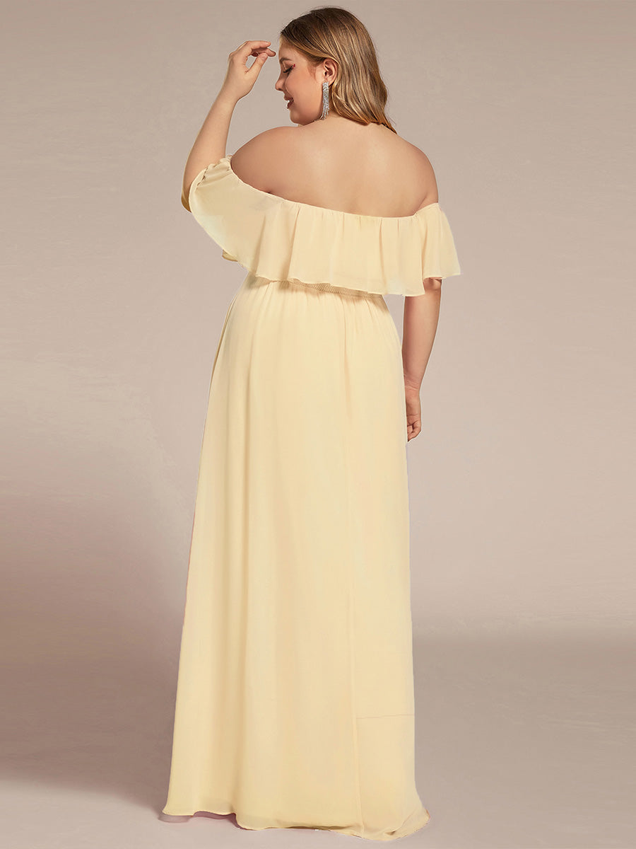 Color=Yellow | womens-a-line-off-shoulder-ruffle-thigh-split-bridesmaid-dresses-es00969-2-Yellow 122
