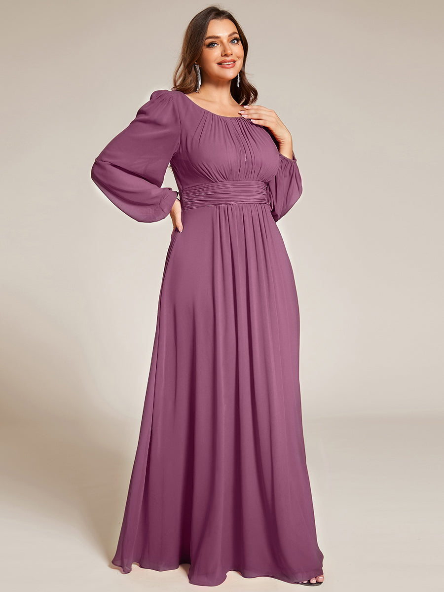 Color=Damson | Wholesale Long Sleeve Pleated Ruched A-Line Floor Length Bridesmaid Dresses-Damson 19