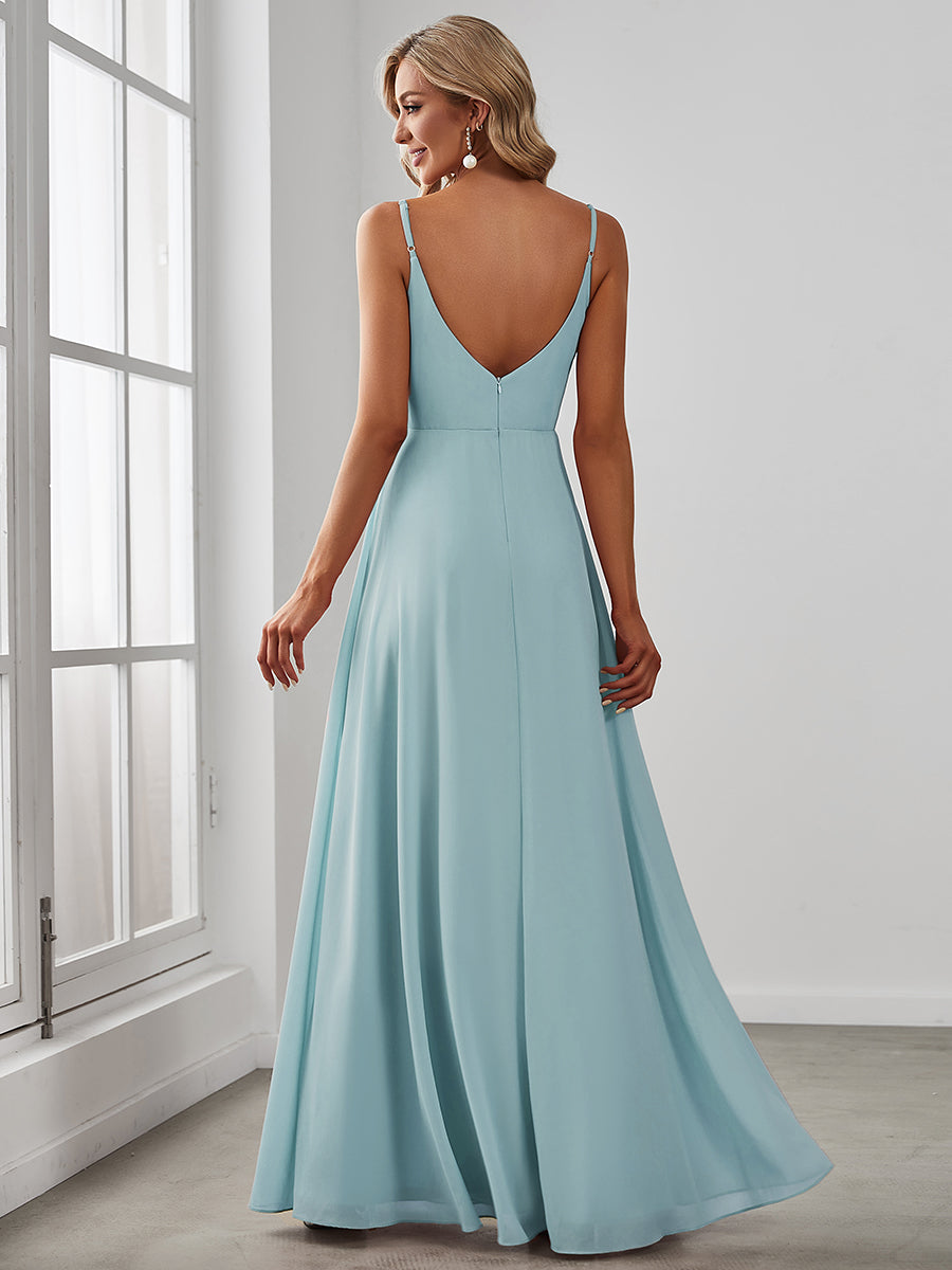 Color=Sky Blue | Elegant Spaghetti Straps Wholesale Chiffon Bridesmaid Dresses-Sky Blue 71