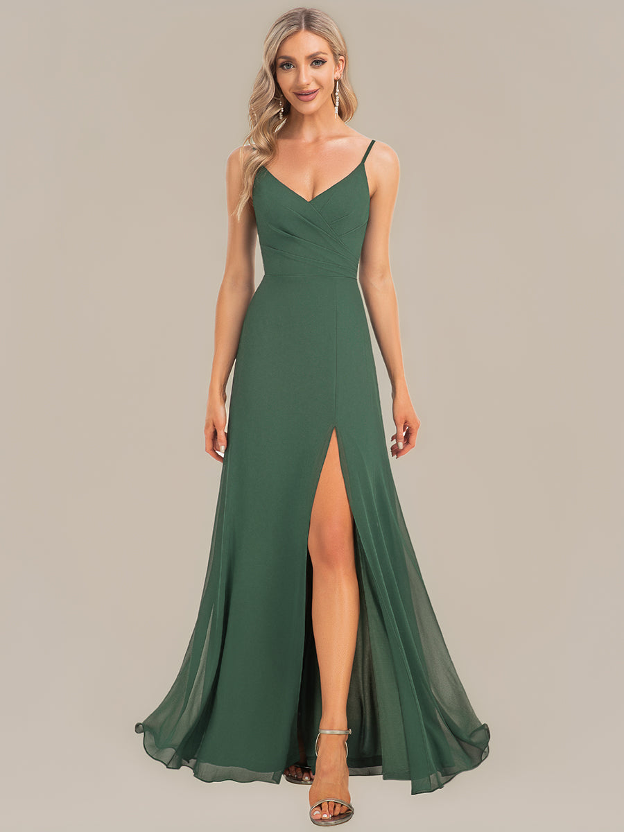 Color=Eucalyptus | Elegant Spaghetti Straps Wholesale Chiffon Bridesmaid Dresses-Eucalyptus 51