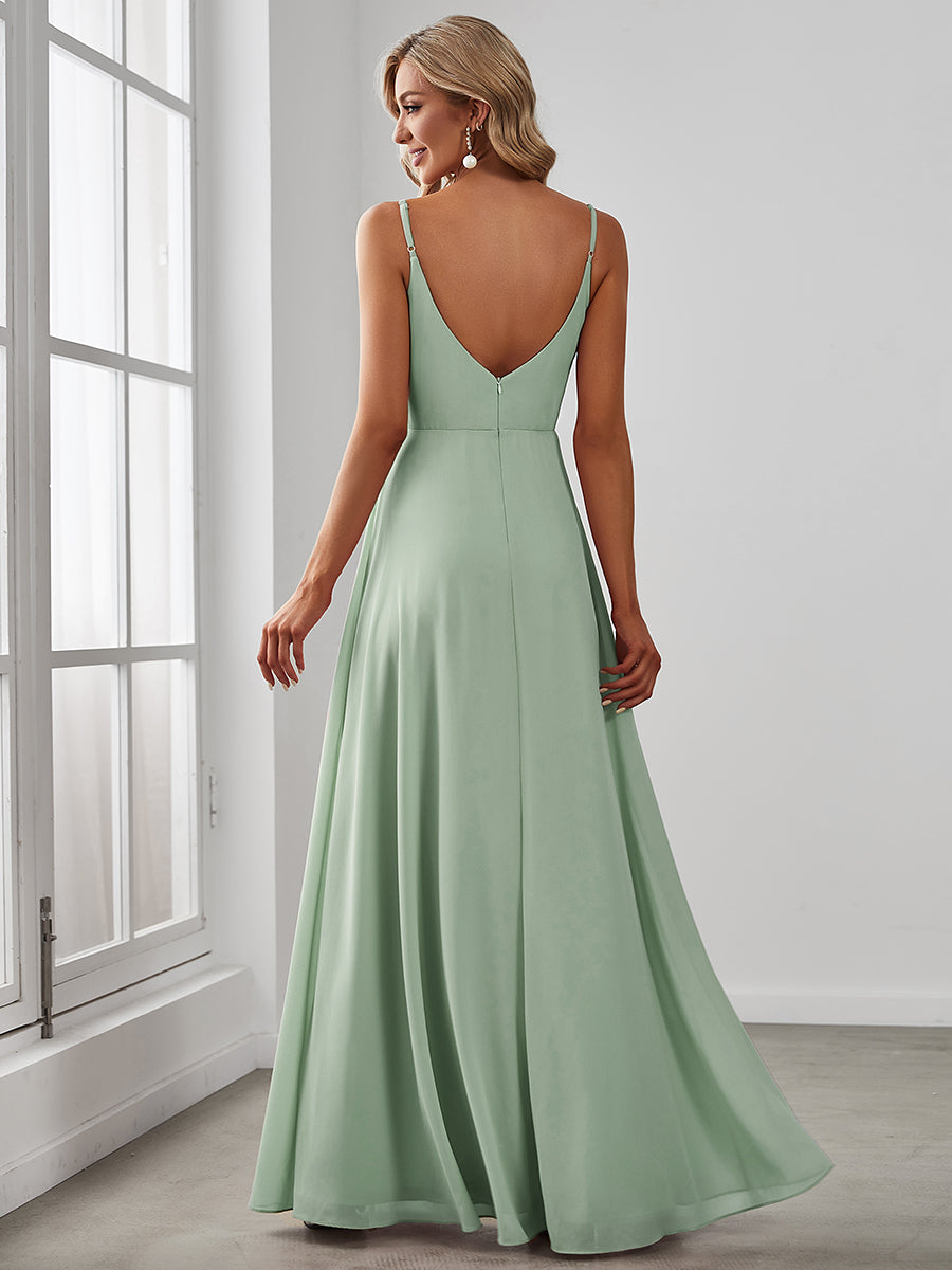 Color=Mint Green | Elegant Spaghetti Straps Wholesale Chiffon Bridesmaid Dresses-Mint Green 27