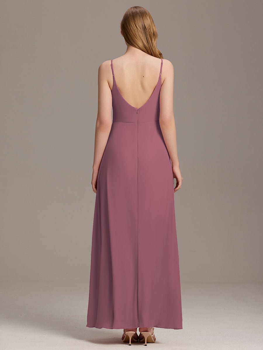 Color=Purple Orchid | Elegant Spaghetti Straps Wholesale Chiffon Bridesmaid Dresses-Purple Orchid 2