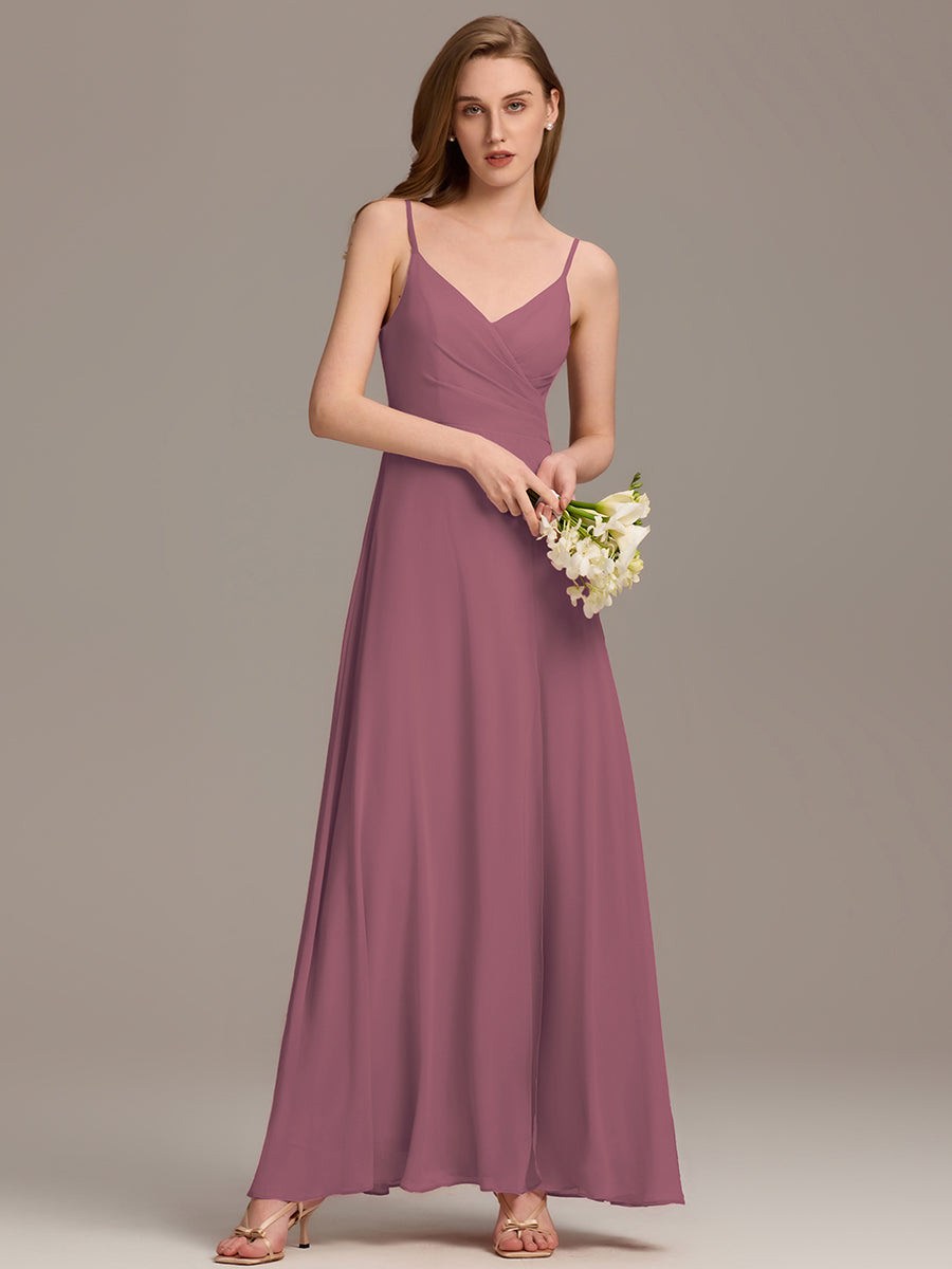 Color=Purple Orchid | Elegant Spaghetti Straps Wholesale Chiffon Bridesmaid Dresses-Purple Orchid 4