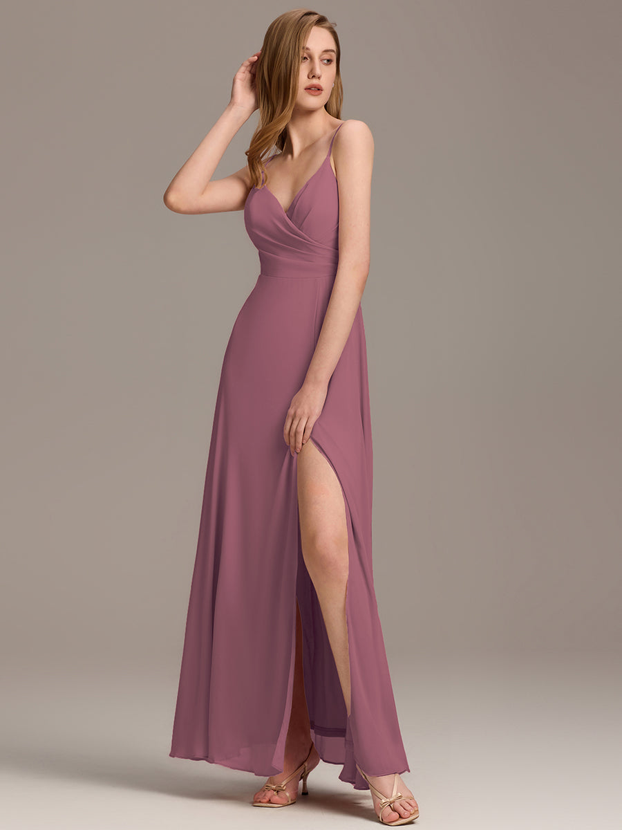 Color=Purple Orchid | Elegant Spaghetti Straps Wholesale Chiffon Bridesmaid Dresses-Purple Orchid 5
