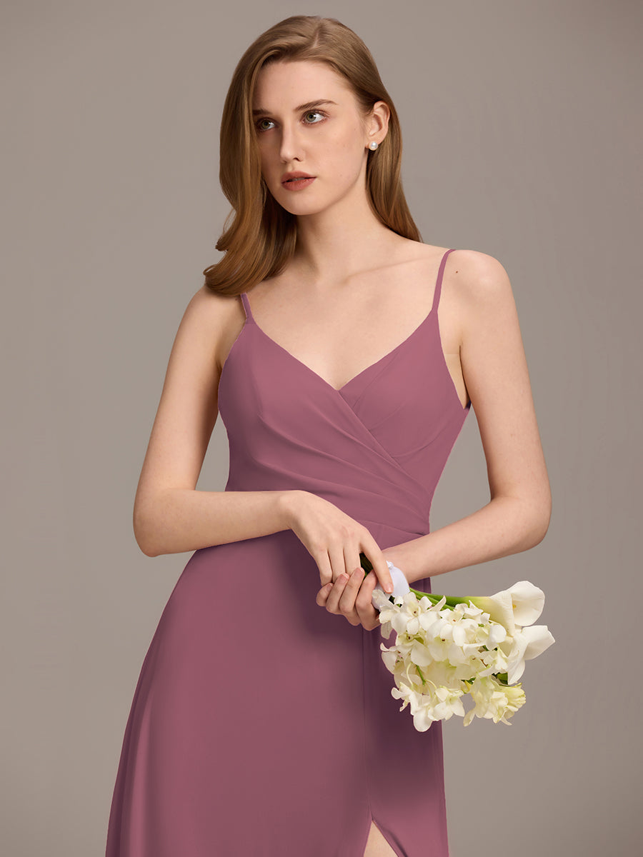 Color=Purple Orchid | Elegant Spaghetti Straps Wholesale Chiffon Bridesmaid Dresses-Purple Orchid 3