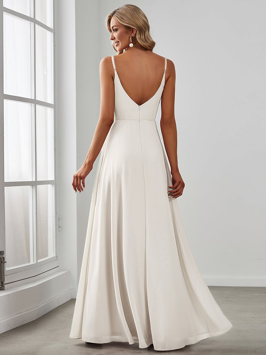 Color=White | Elegant Spaghetti Straps Wholesale Chiffon Bridesmaid Dresses-White 66