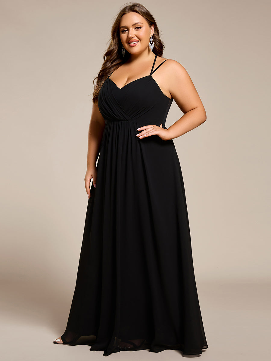 Color=Black | One Stop Shop Plus Size Sleeveless V-Neck Appliques A-Line Floor Length Bridesmaid Dresses-Black 9