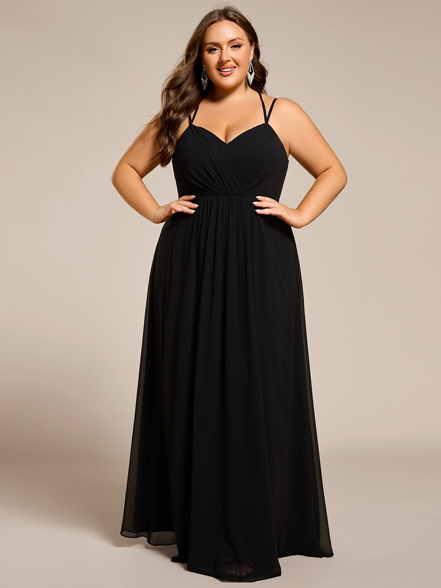Color=Black | One Stop Shop Plus Size Sleeveless V-Neck Appliques A-Line Floor Length Bridesmaid Dresses-Black 10