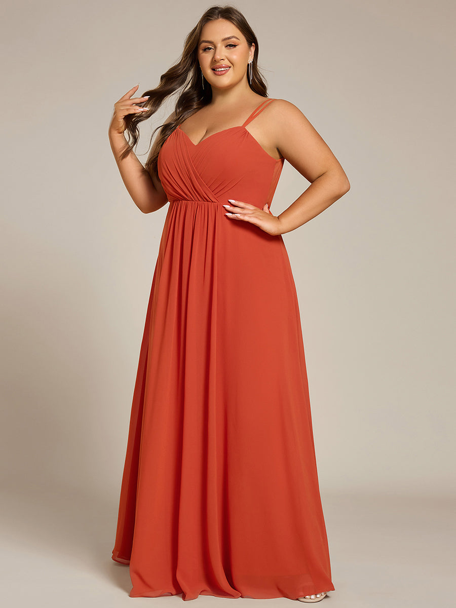 Color=Burnt Orange | One Stop Shop Plus Size Sleeveless V-Neck Appliques A-Line Floor Length Bridesmaid Dresses-Burnt Orange 14