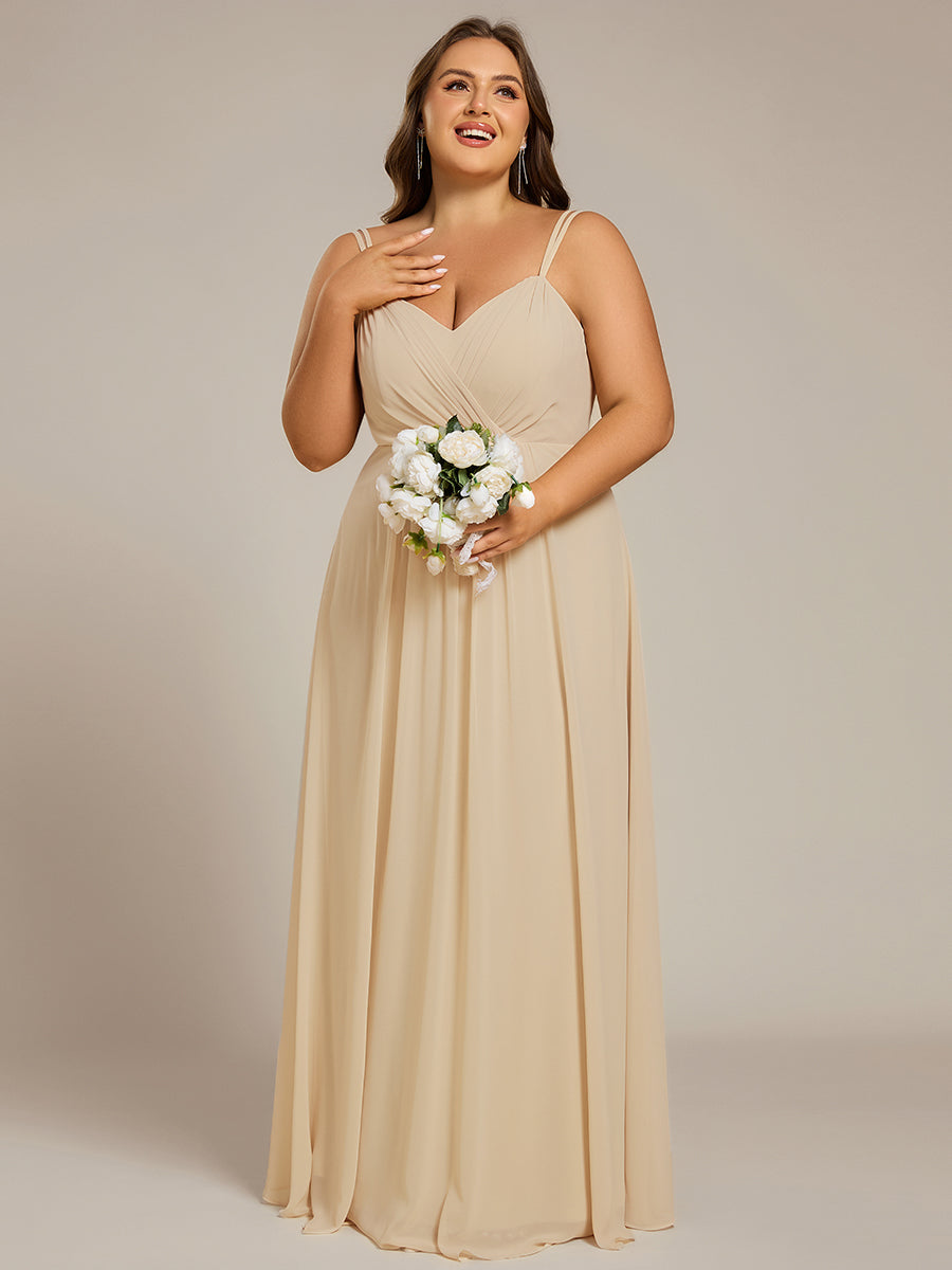 Color=Champagne | One Stop Shop Plus Size Sleeveless V-Neck Appliques A-Line Floor Length Bridesmaid Dresses-Champagne 19