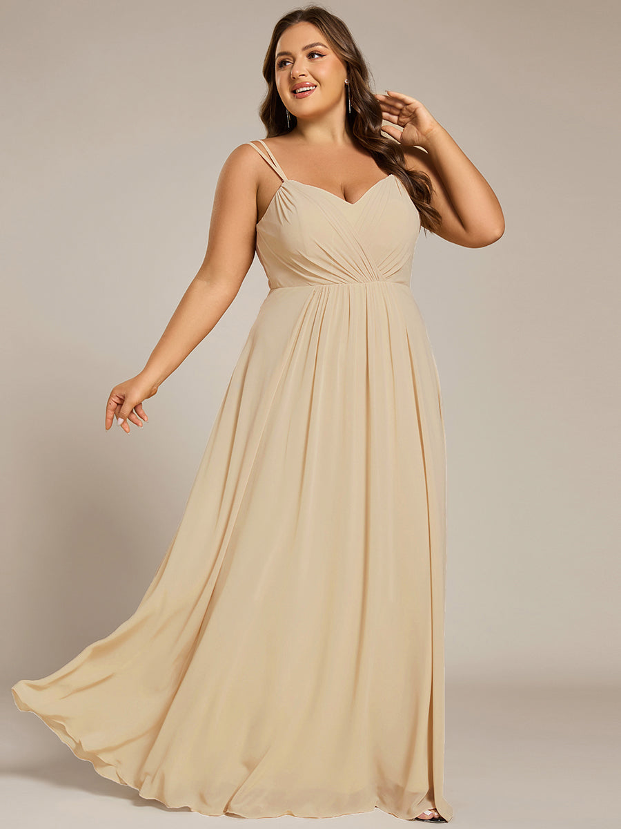 Color=Champagne | One Stop Shop Plus Size Sleeveless V-Neck Appliques A-Line Floor Length Bridesmaid Dresses-Champagne 20