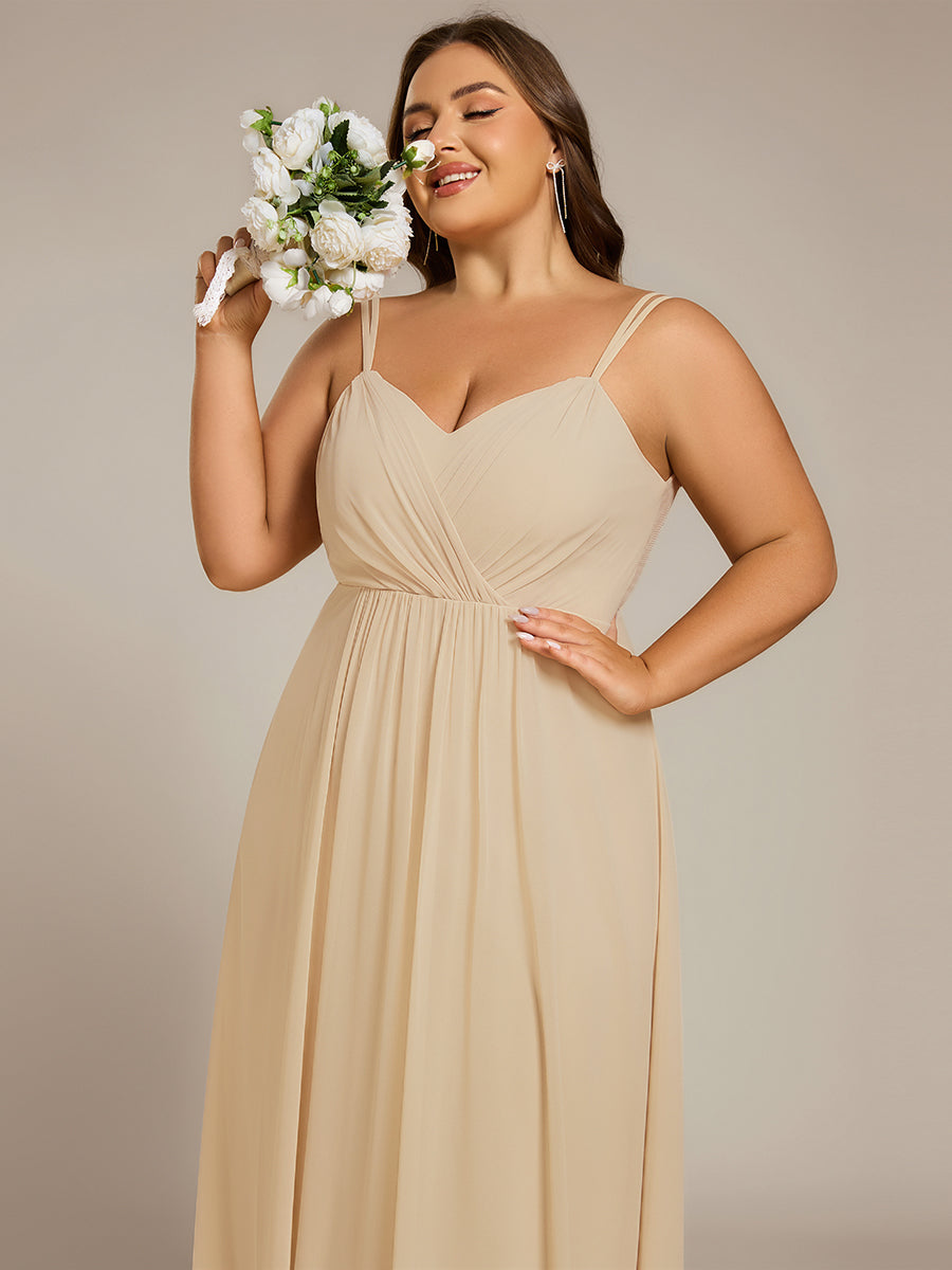 Color=Champagne | One Stop Shop Plus Size Sleeveless V-Neck Appliques A-Line Floor Length Bridesmaid Dresses-Champagne 18