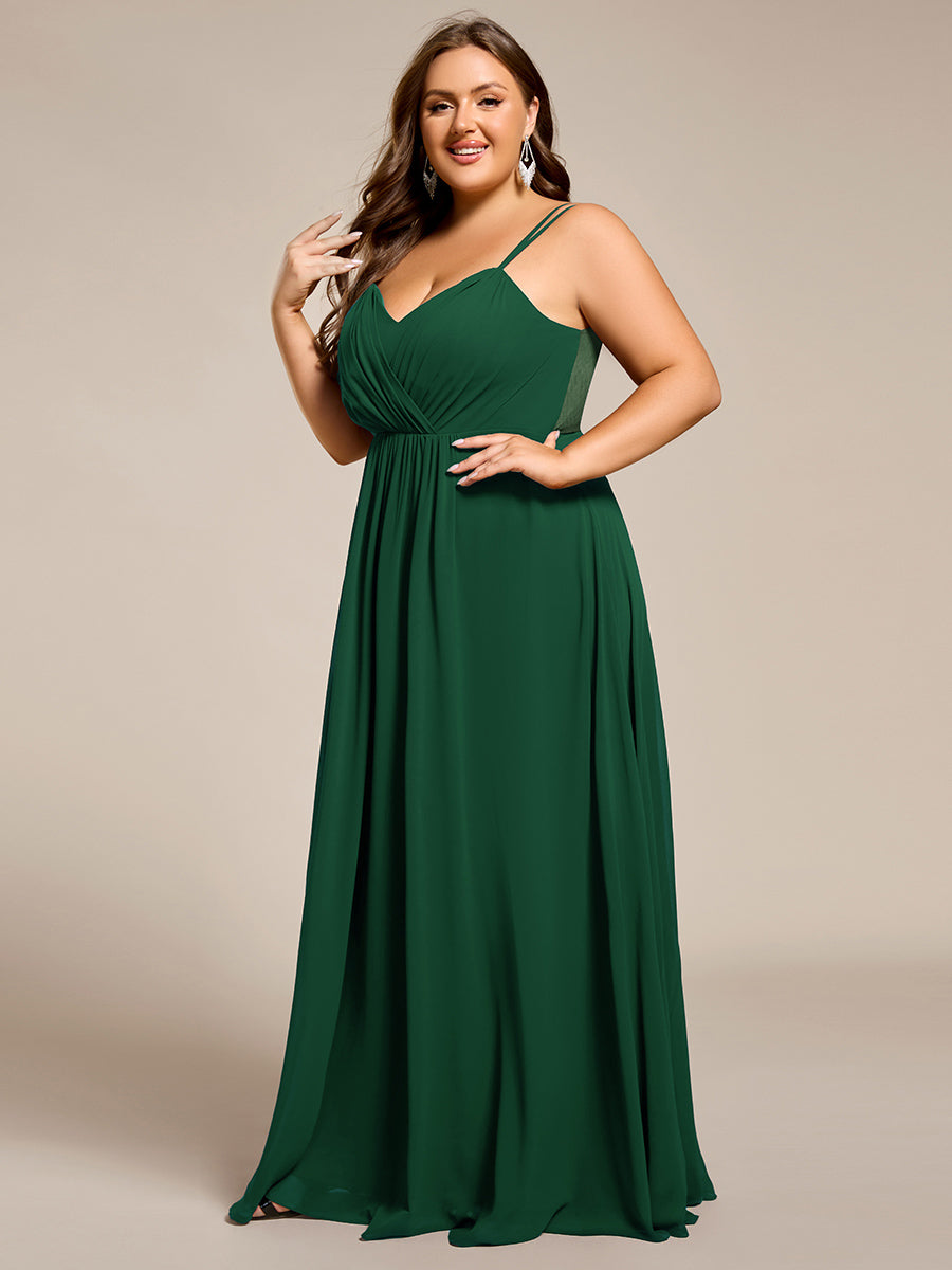 Color=Dark Green | One Stop Shop Plus Size Sleeveless V-Neck Appliques A-Line Floor Length Bridesmaid Dresses-Dark Green 24