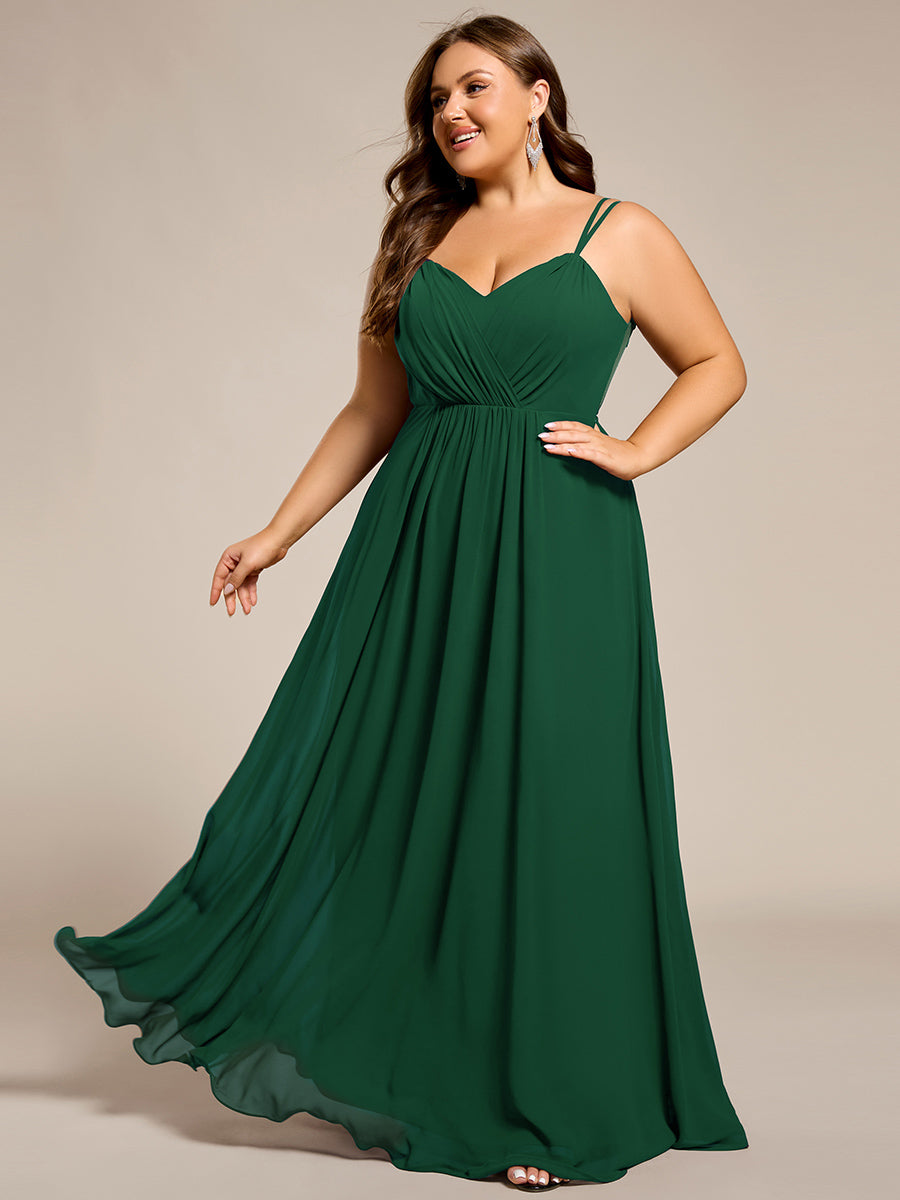 Color=Dark Green | One Stop Shop Plus Size Sleeveless V-Neck Appliques A-Line Floor Length Bridesmaid Dresses-Dark Green 25