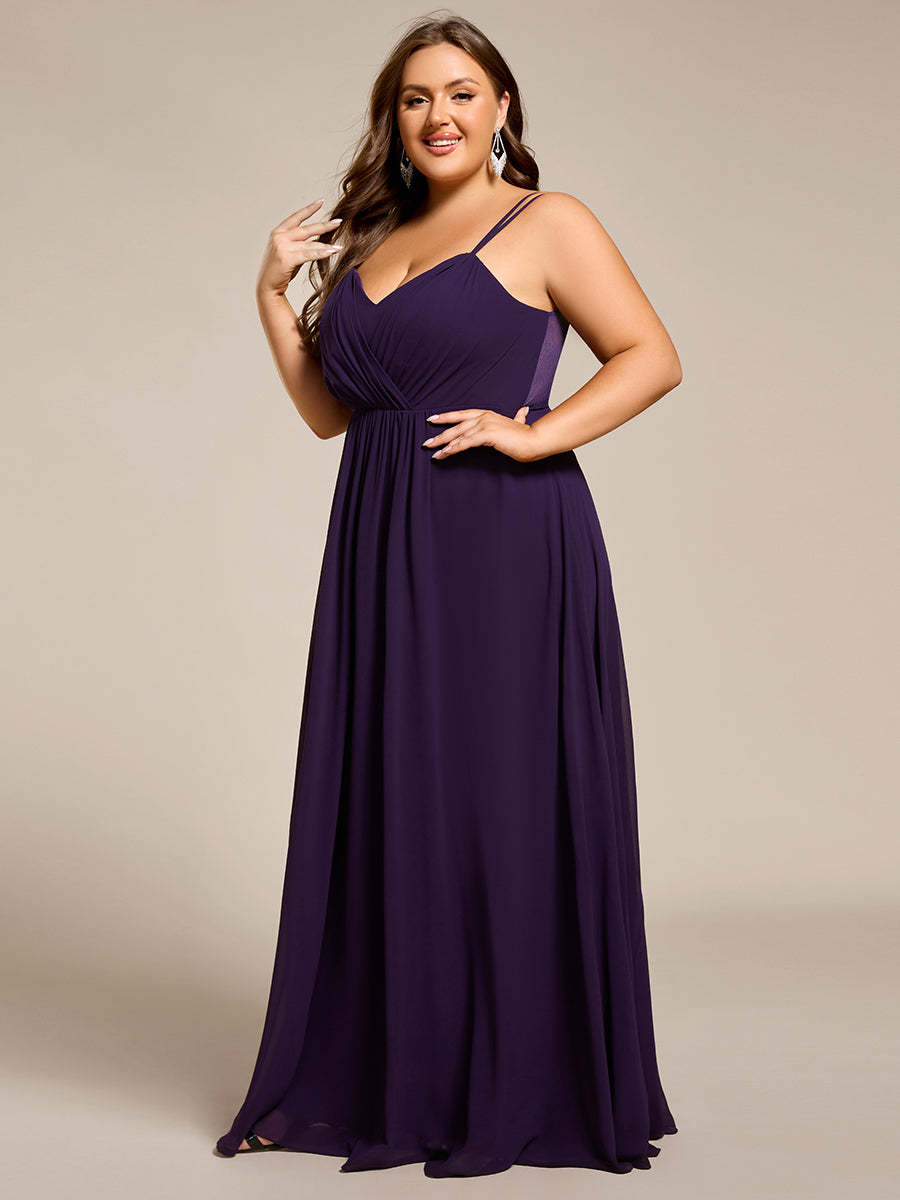 Color=Dark Purple | One Stop Shop Plus Size Sleeveless V-Neck Appliques A-Line Floor Length Bridesmaid Dresses-Dark Purple 34