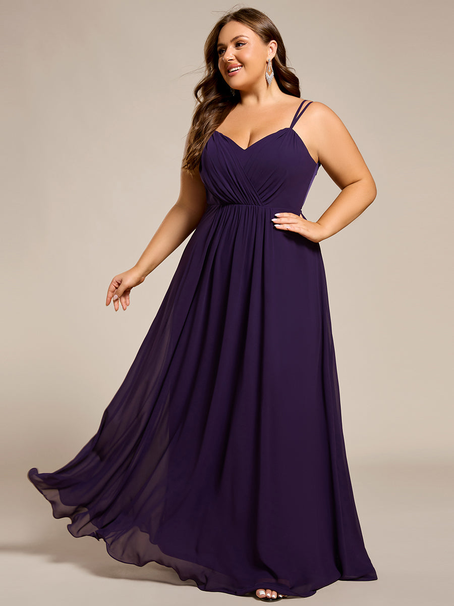 Color=Dark Purple | One Stop Shop Plus Size Sleeveless V-Neck Appliques A-Line Floor Length Bridesmaid Dresses-Dark Purple 35