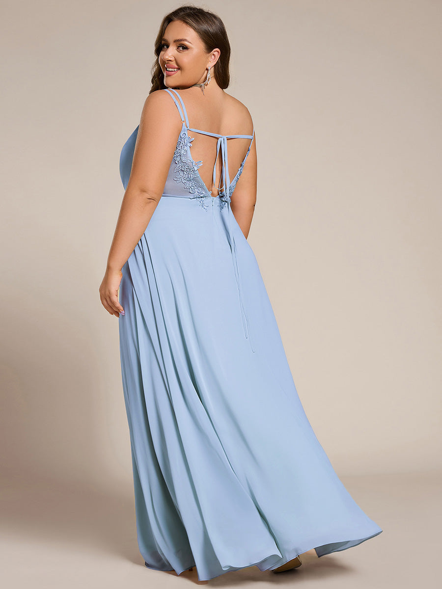 Color=Ice Blue | Volume Discounts Sleeveless V-Neck Appliques A-Line Floor Length Bridesmaid Dresses-Ice Blue 10