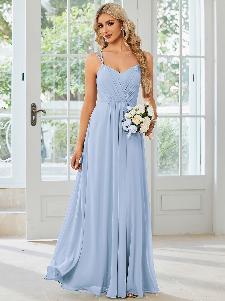 Color=Ice Blue | Volume Discounts Sleeveless V-Neck Appliques A-Line Floor Length Bridesmaid Dresses-Ice Blue 5