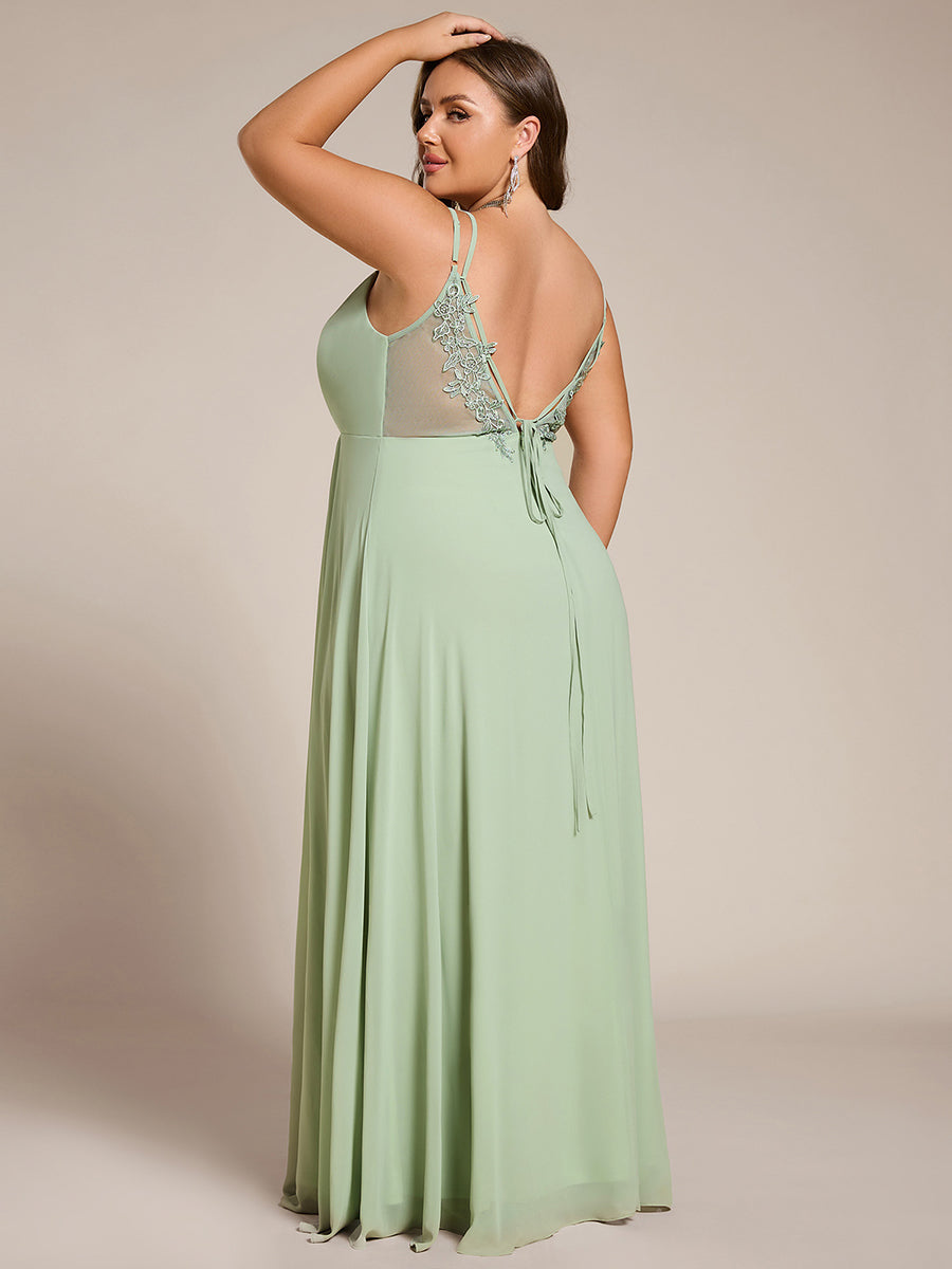 Color=Mint Green | One Stop Shop Plus Size Sleeveless V-Neck Appliques A-Line Floor Length Bridesmaid Dresses-Mint Green 43