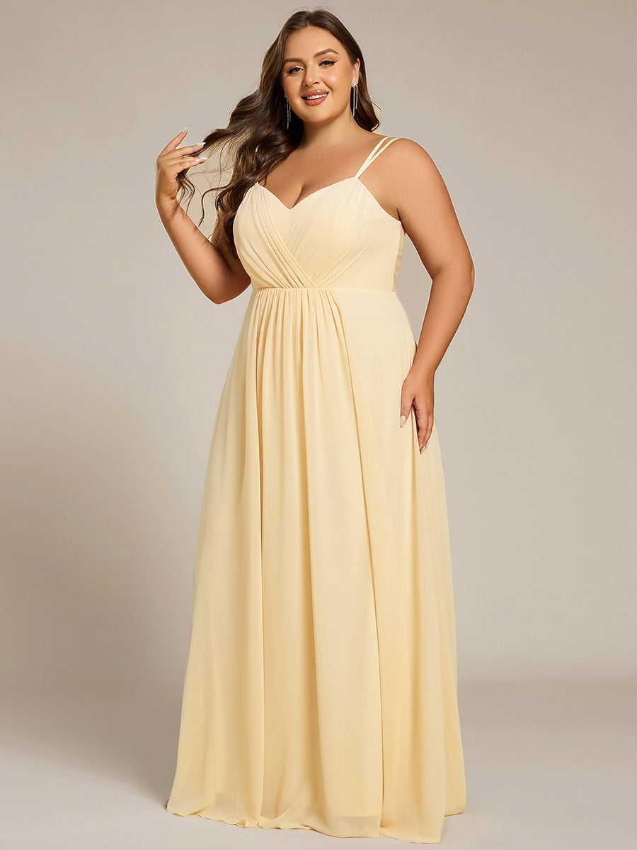 Color=Yellow | One Stop Shop Plus Size Sleeveless V-Neck Appliques A-Line Floor Length Bridesmaid Dresses-Yellow 60