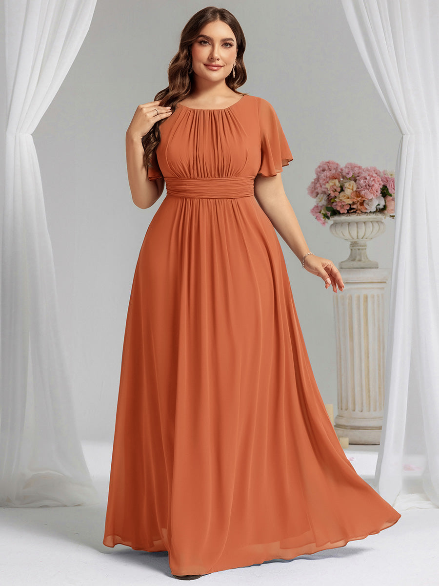 Color=Brandied Melon | Fast Delivery Short Sleeve Ruffle Pleated A-Line Floor Length Bridesmaid Dresses-Brandied Melon 6