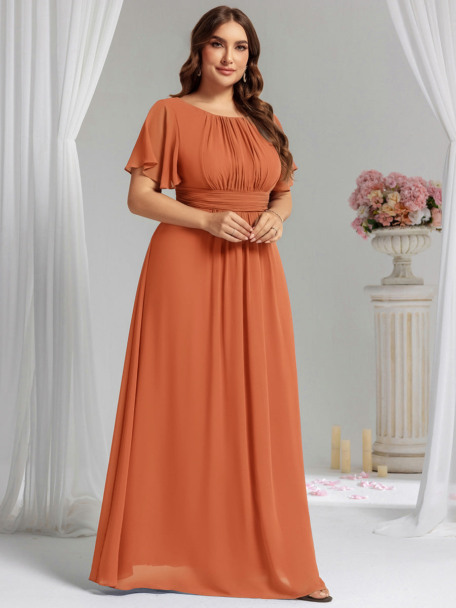 Color=Brandied Melon | Fast Delivery Short Sleeve Ruffle Pleated A-Line Floor Length Bridesmaid Dresses-Brandied Melon 10