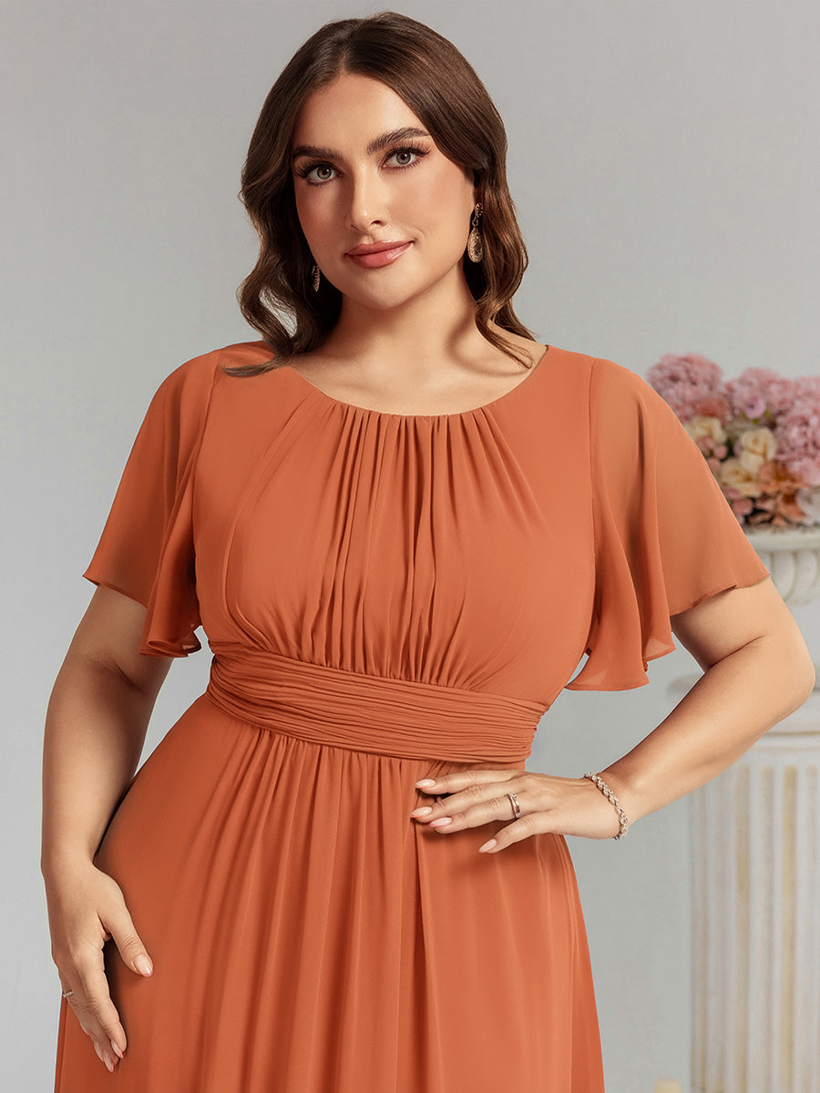 Color=Brandied Melon | Fast Delivery Short Sleeve Ruffle Pleated A-Line Floor Length Bridesmaid Dresses-Brandied Melon 8