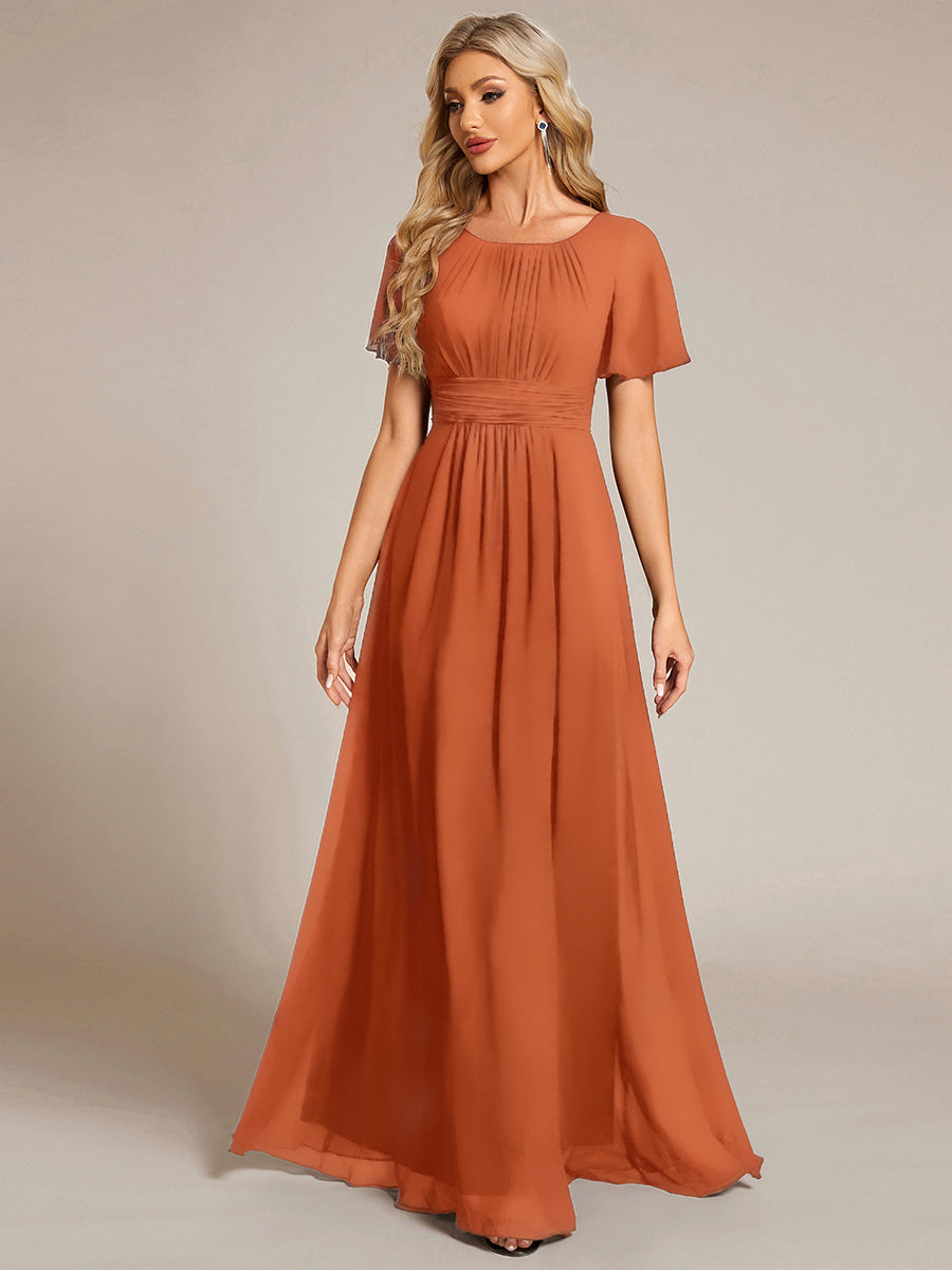 Color=Brandied Melon | Fast Delivery Short Sleeve Ruffle Pleated A-Line Floor Length Bridesmaid Dresses-Brandied Melon 1
